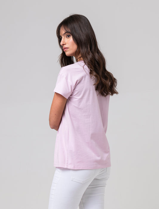 T-shirt con stampa e paillettes da donna - var 3