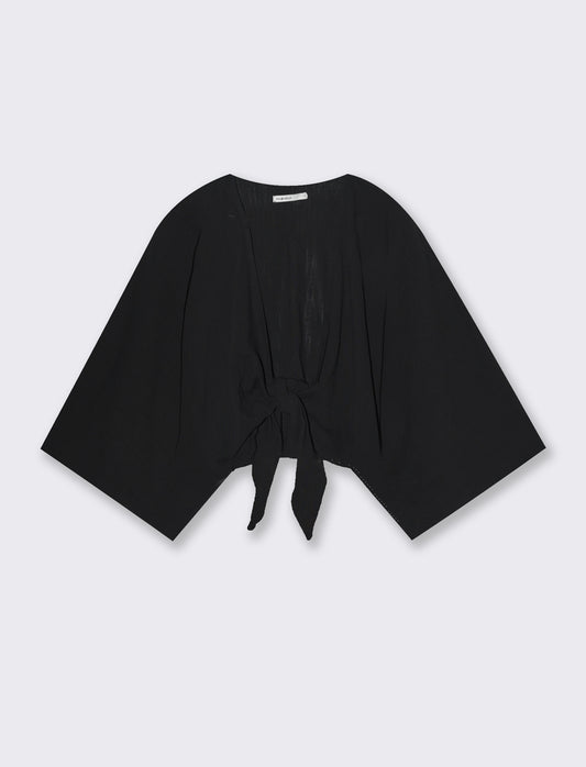 Woman's kimono style cascading jacket - Black