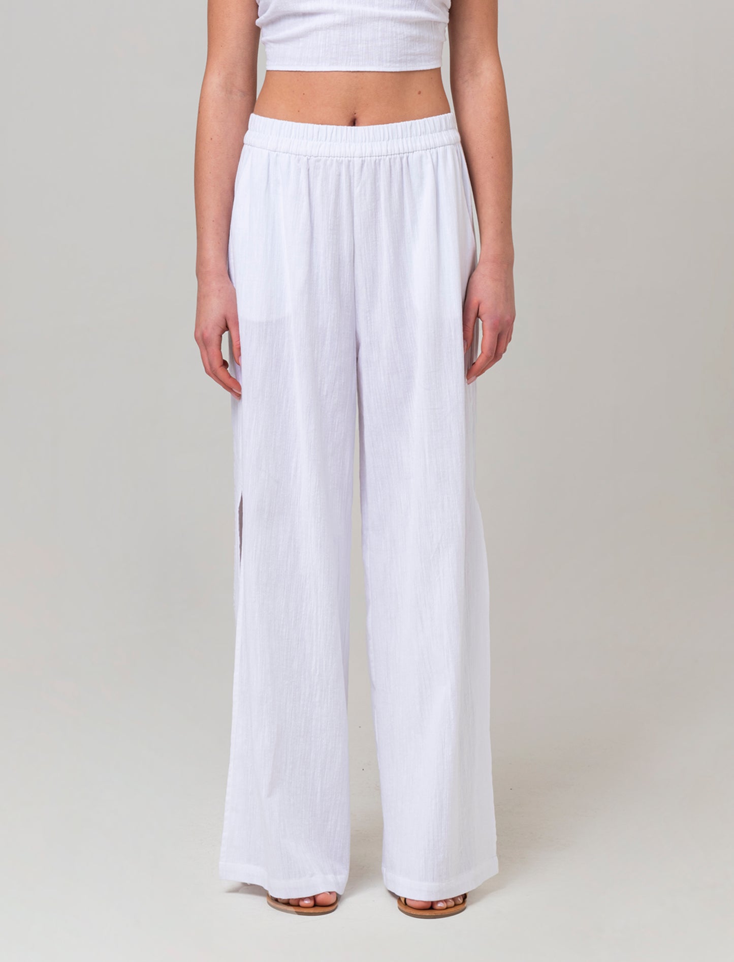 Woman's split hem trousers - White