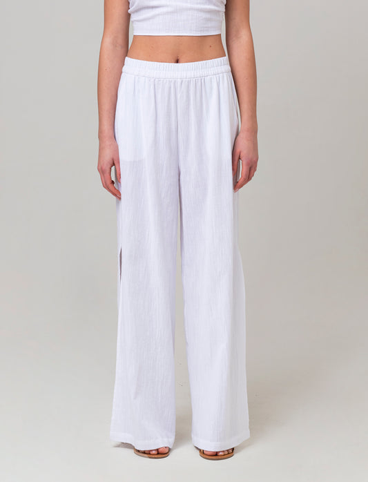 Pantalone con spacchi da donna - Bianco