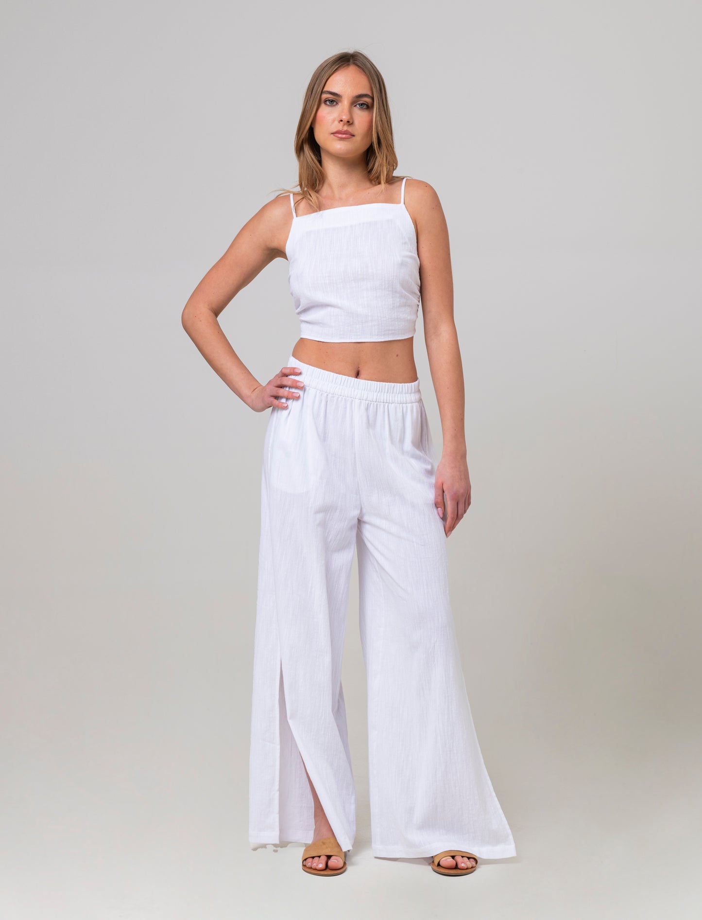 Top con chiusura a fiocco da donna - Bianco