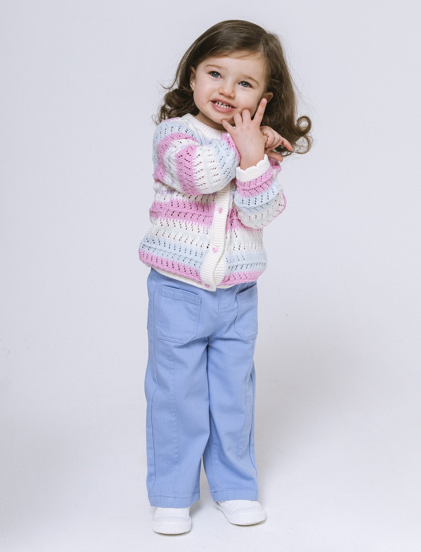 Pantalone ampio con taschine da neonata - Azzurro