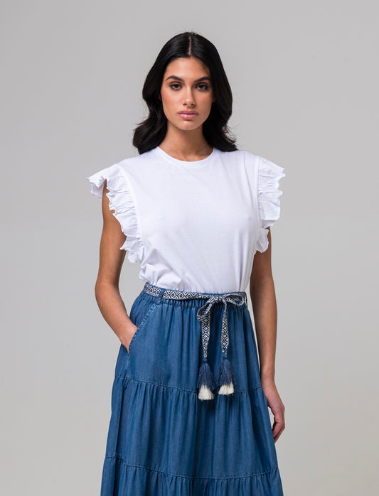 T-shirt con rouches da donna - Bianco