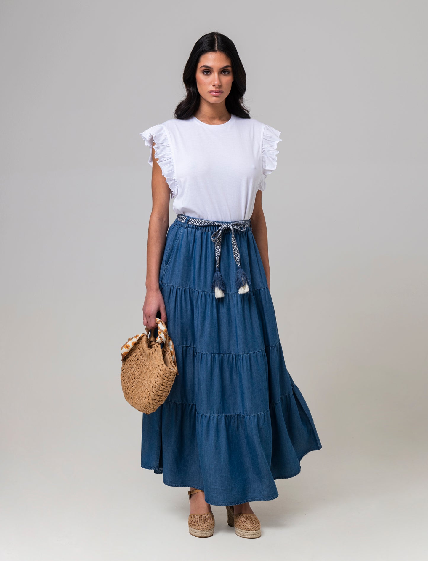 T-shirt con rouches da donna - Bianco