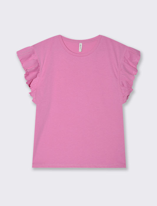T-shirt con rouches da donna - Rosa