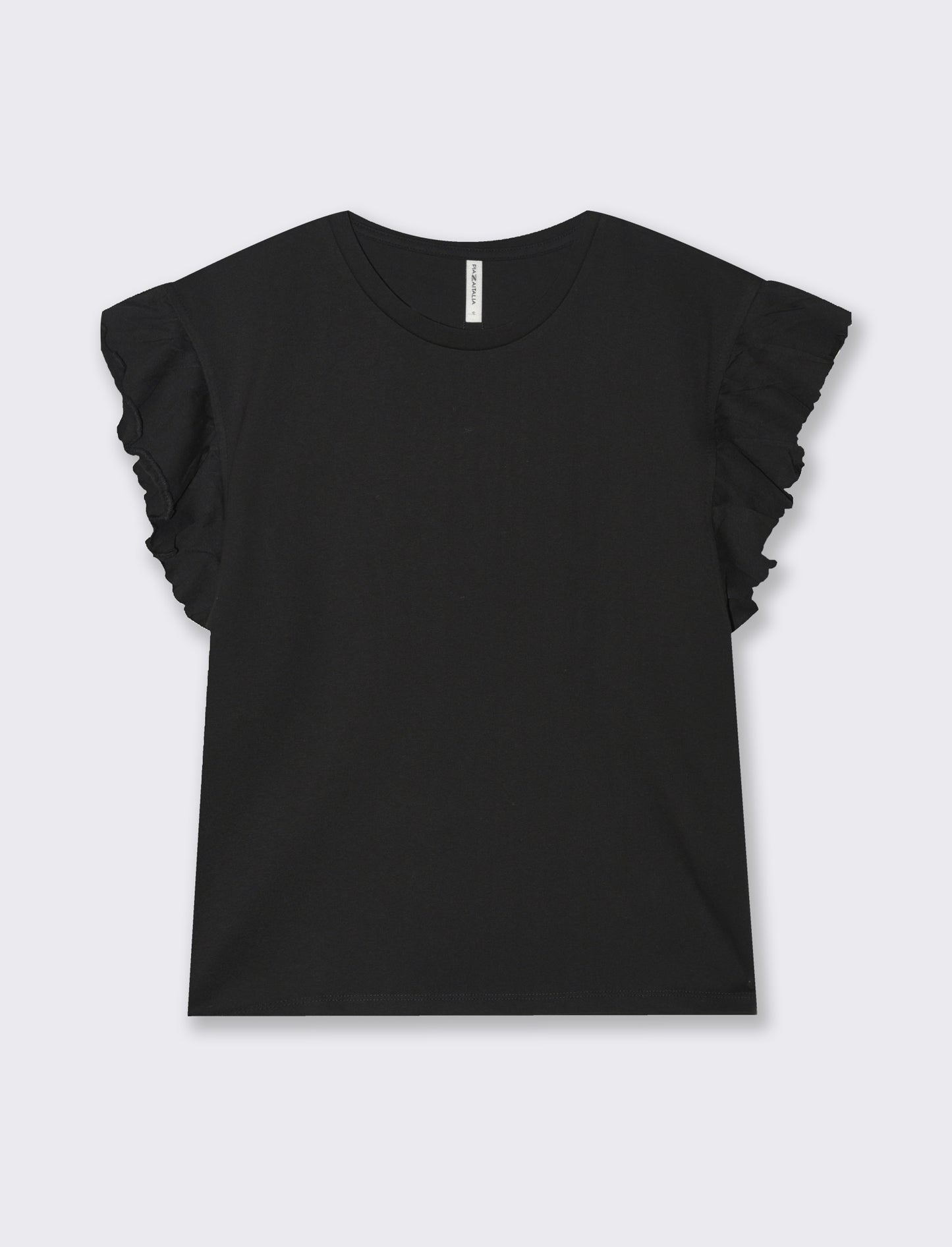 T-shirt con rouches da donna - Nero