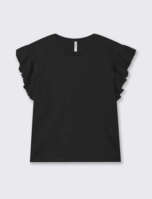 T-shirt con rouches da donna - Nero