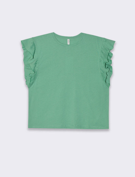 Woman's ruffled t-shirt for stylish comfort - Green