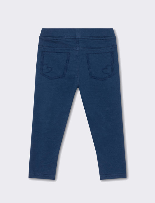Leggings con cuciture a contrasto da neonata - DENIM SCURO