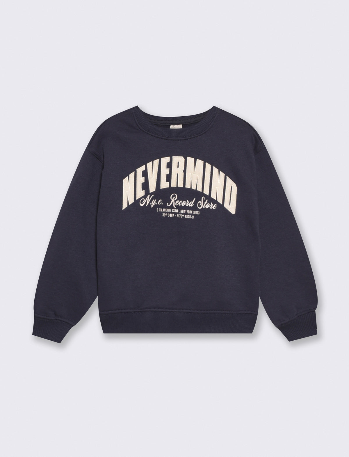 Oversized cotton sweatshirt with college embroidery - Blue