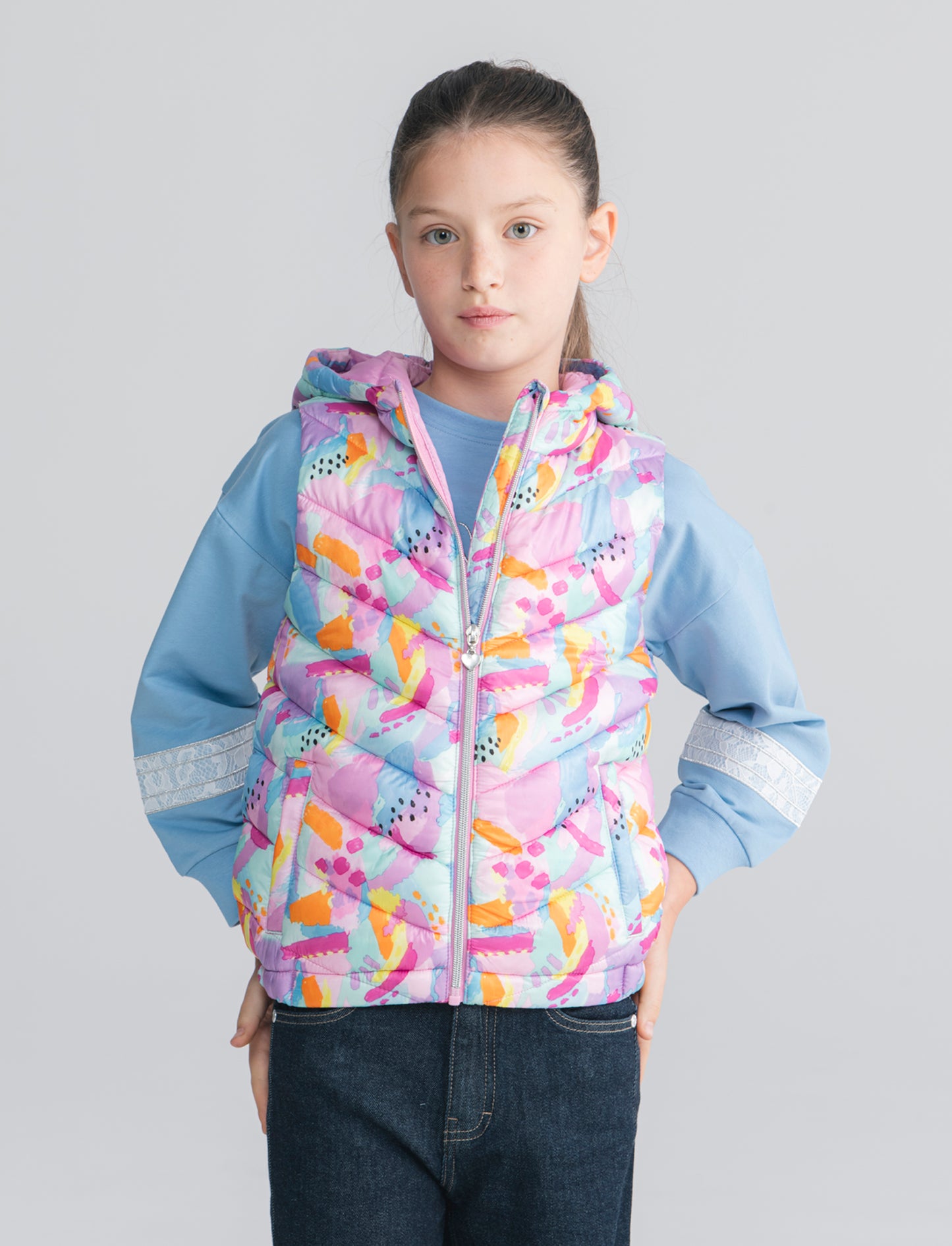 Gilet trapuntato leggero. da bambina - Rosa