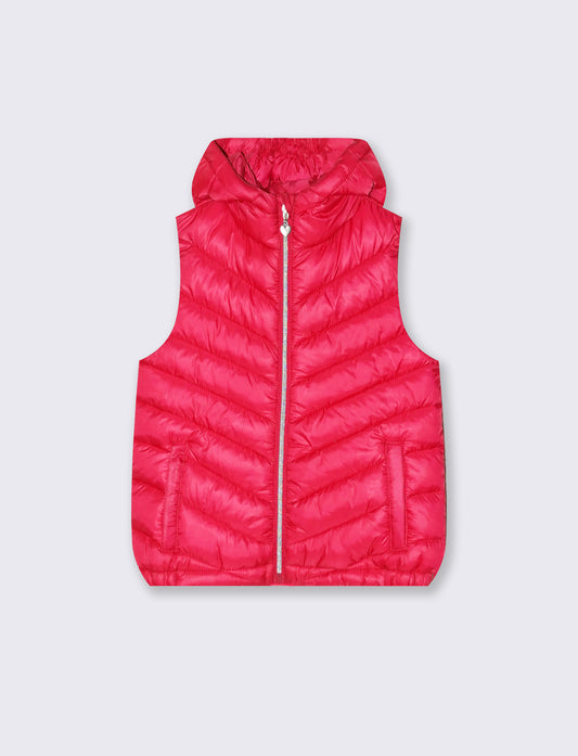 Gilet trapuntato leggero. da bambina - Fuxia