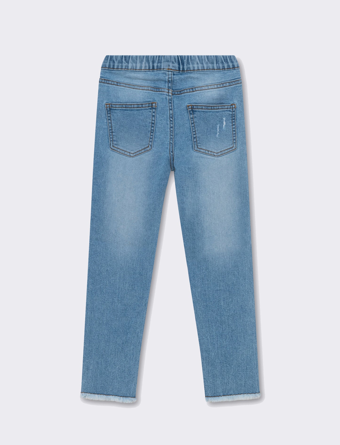 Leggings in denim elastico con rotture da bambina - Denim chiaro