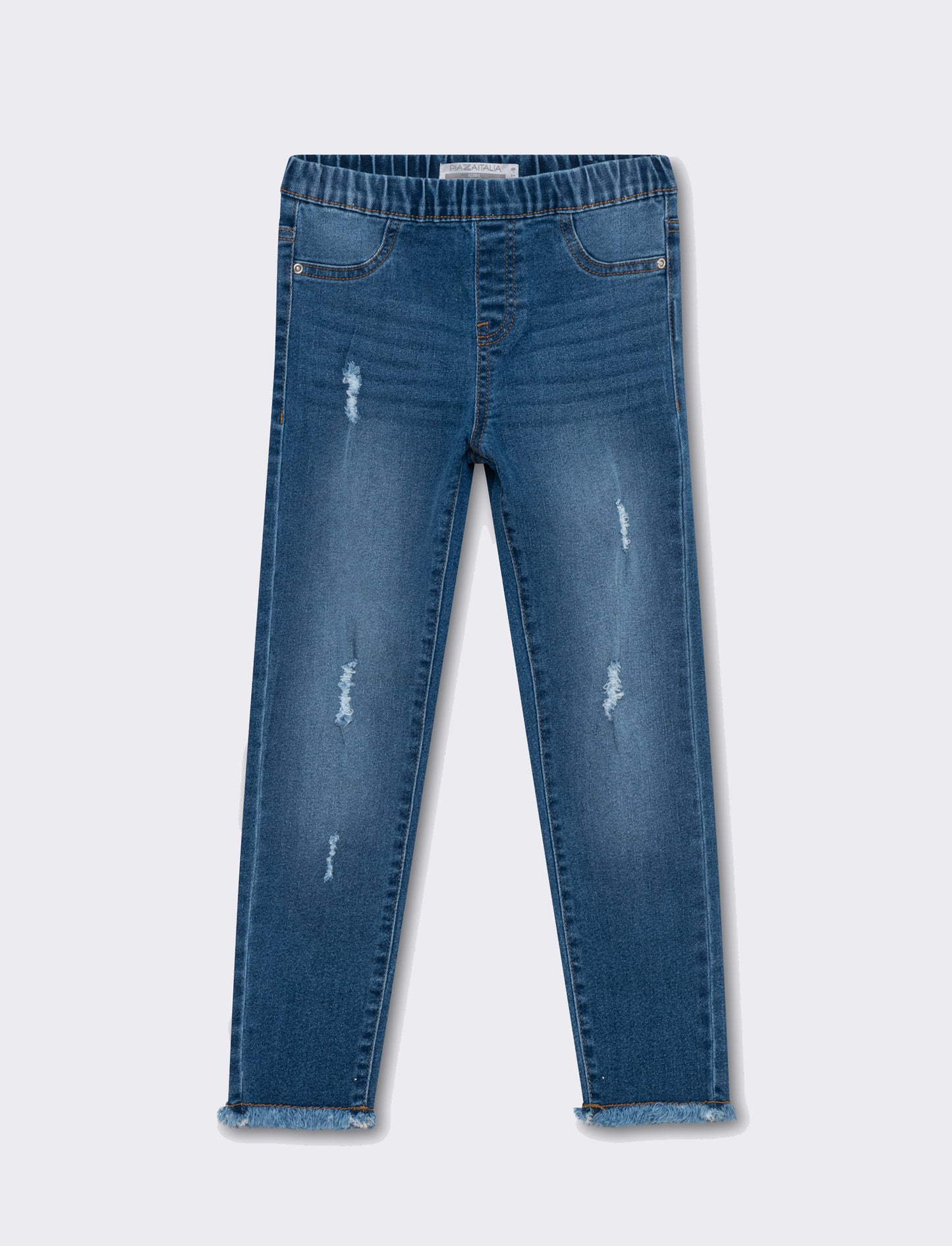 Leggings in denim elastico con rotture da bambina - Denim