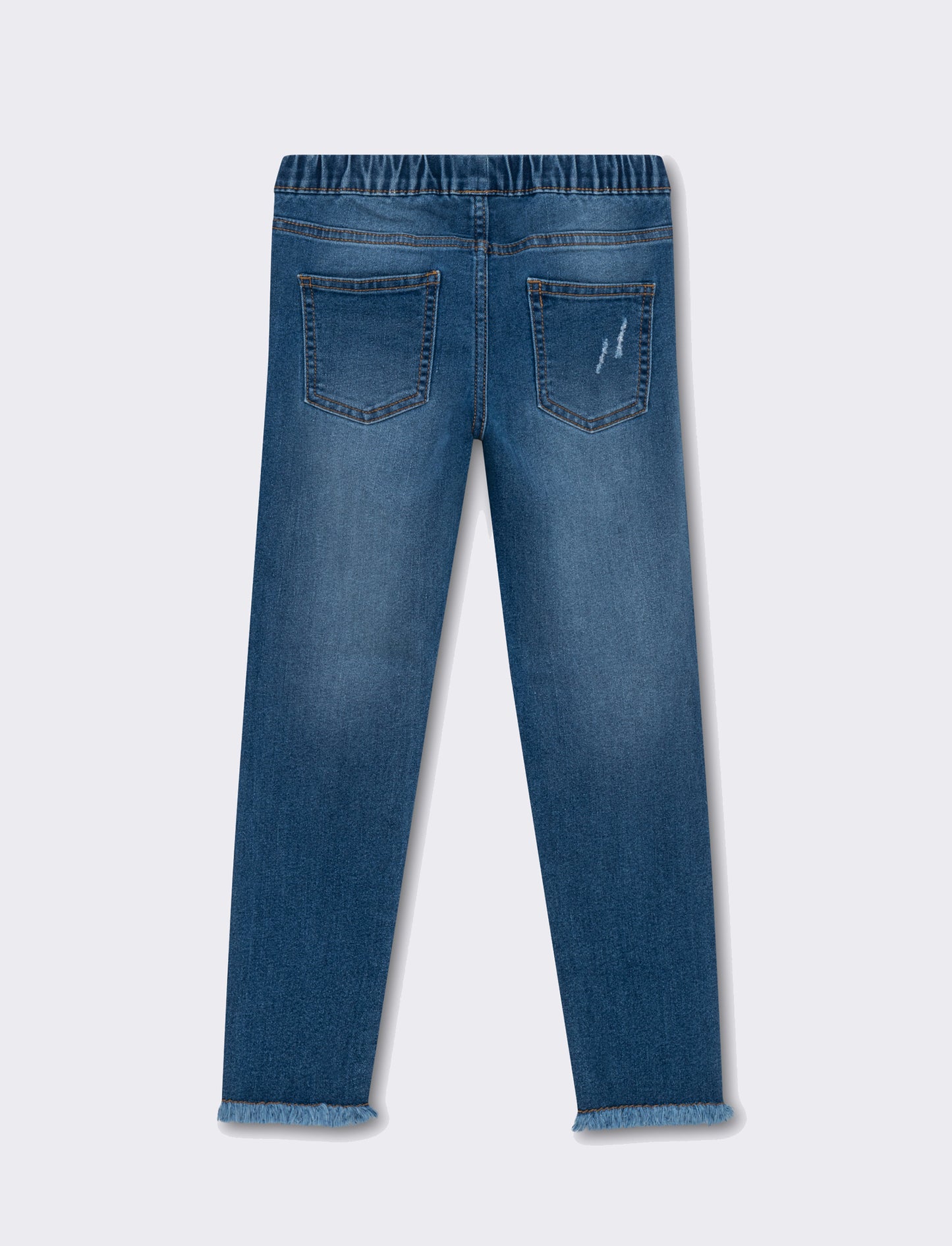 Leggings in denim elastico con rotture da bambina - Denim