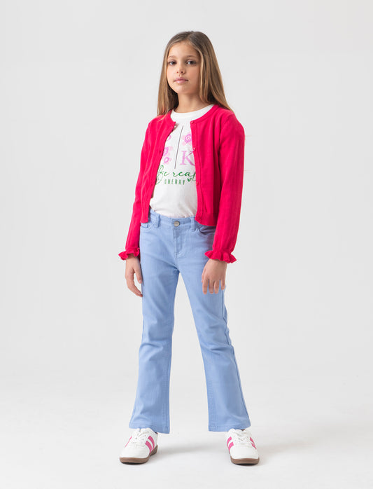 Pantalone 5 tasche da bambina - Azzurro