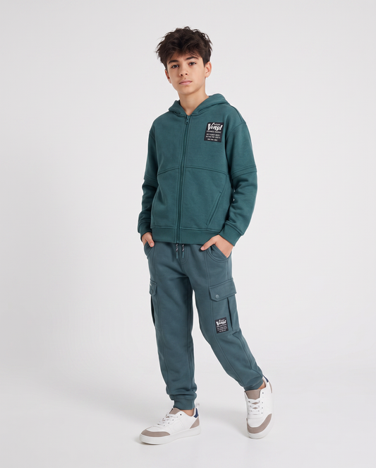 Jogger in felpa con tasche e stile retrò - Verde
