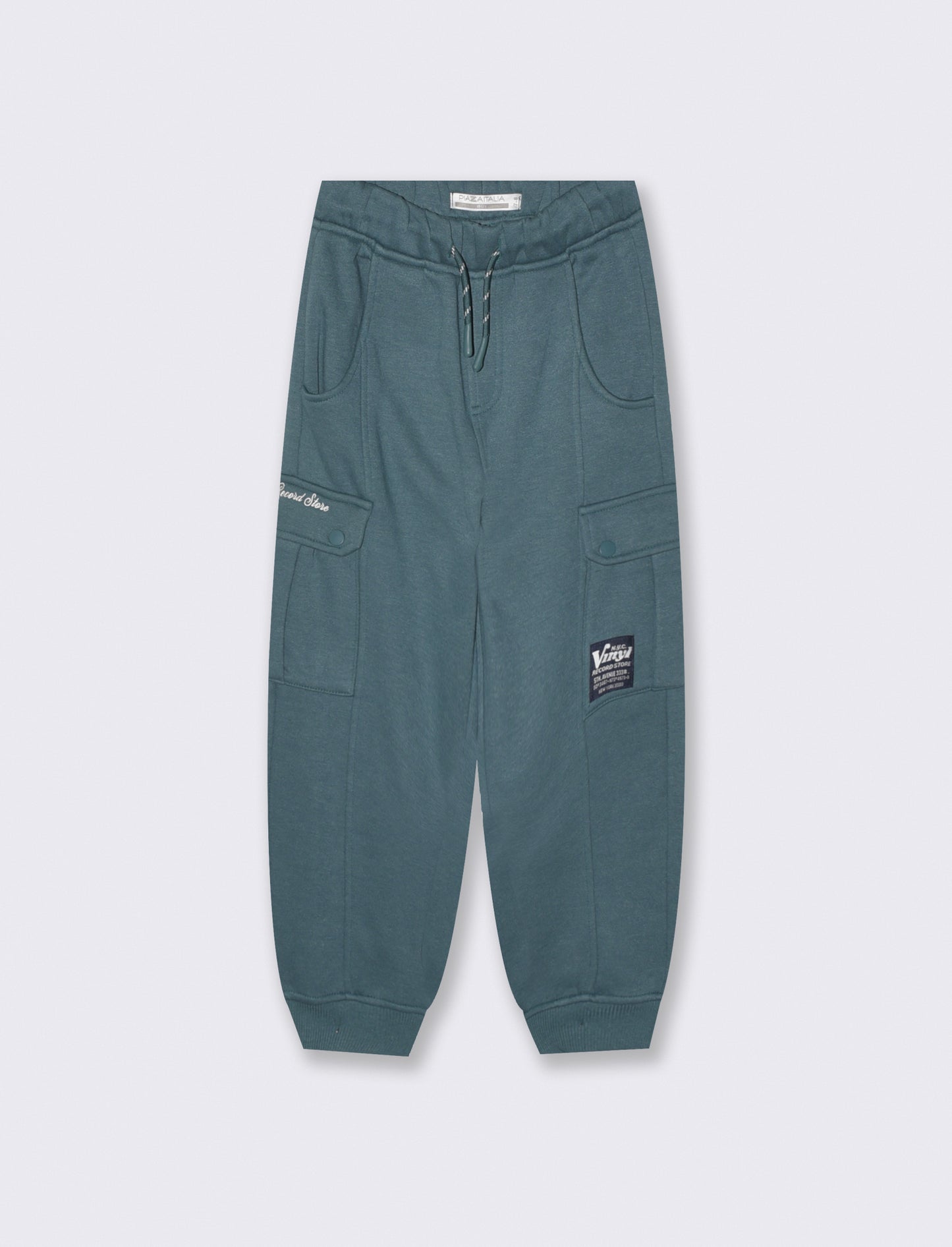 Jogger in felpa con tasche e stile retrò - Verde