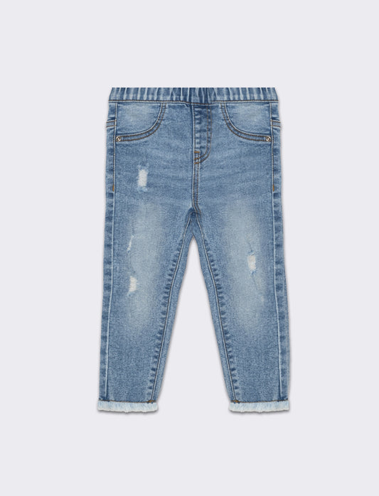 Jeans con rotture da neonata - Denim chiaro