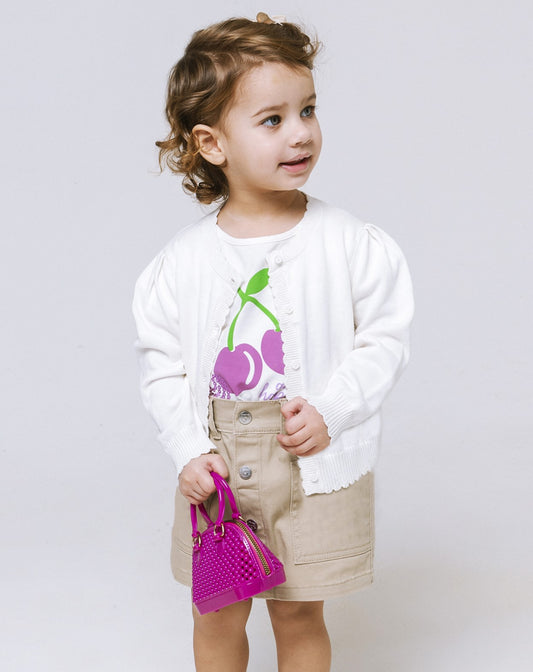 Cardigan con bottoncini da neonata - Bianco latte