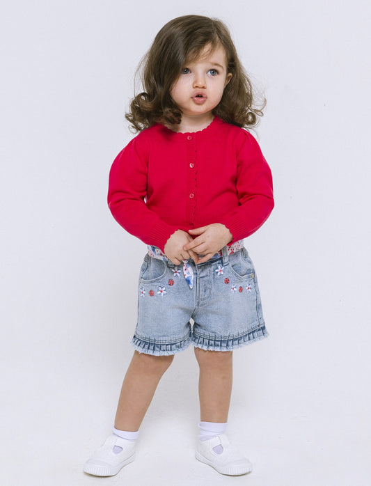 Cardigan con bottoncini da neonata - Fuxia