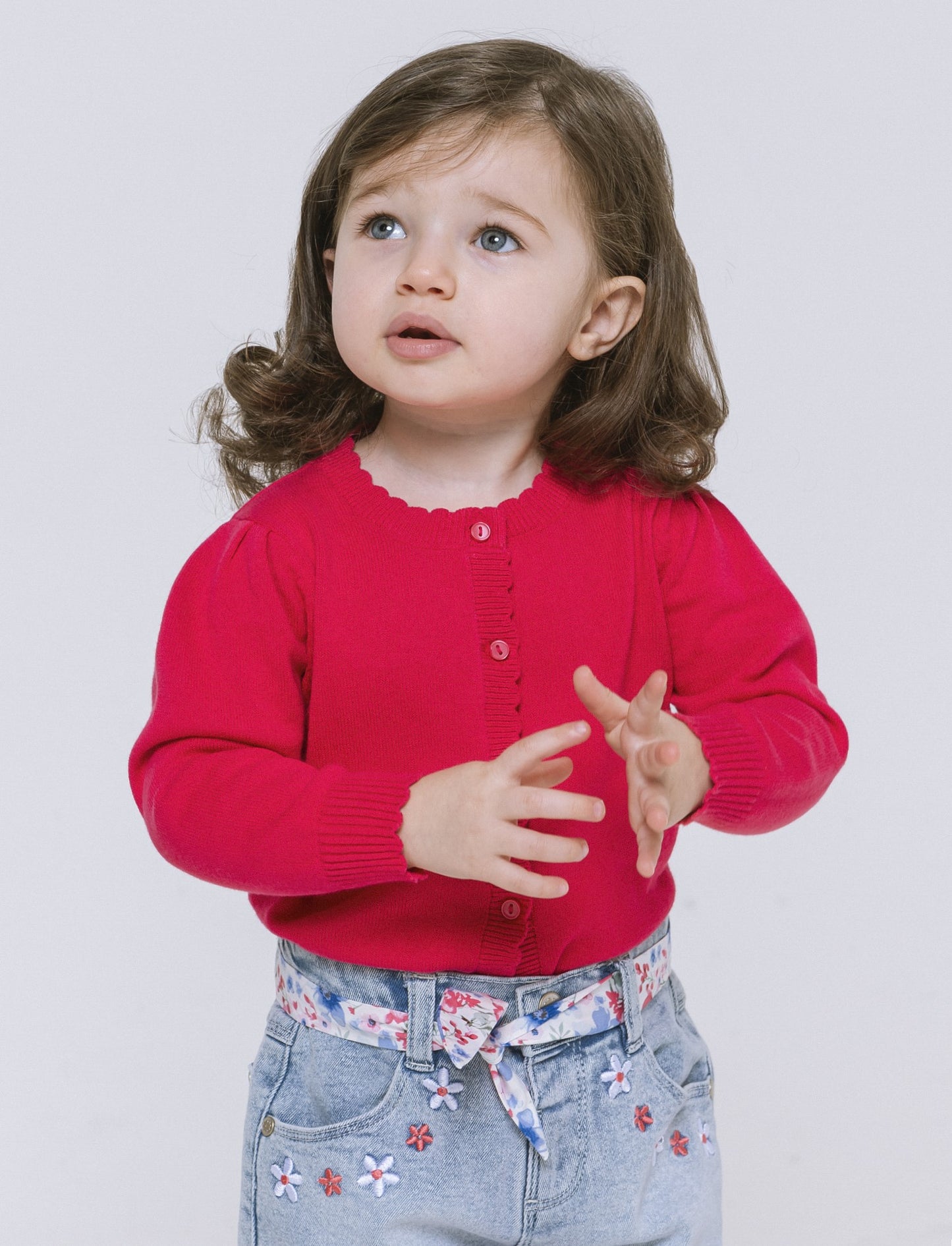 Cardigan con bottoncini da neonata - Fuxia