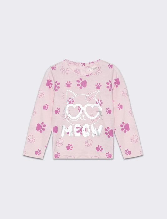 T-shirt all over con stampa da neonata - Rosa