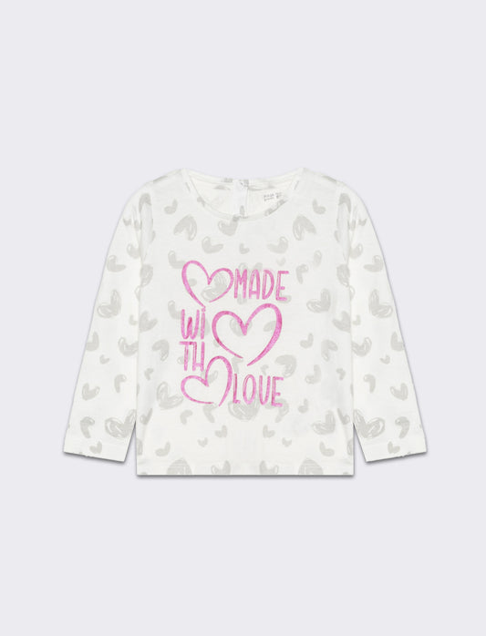 T-shirt all over con stampa da neonata - Bianco latte