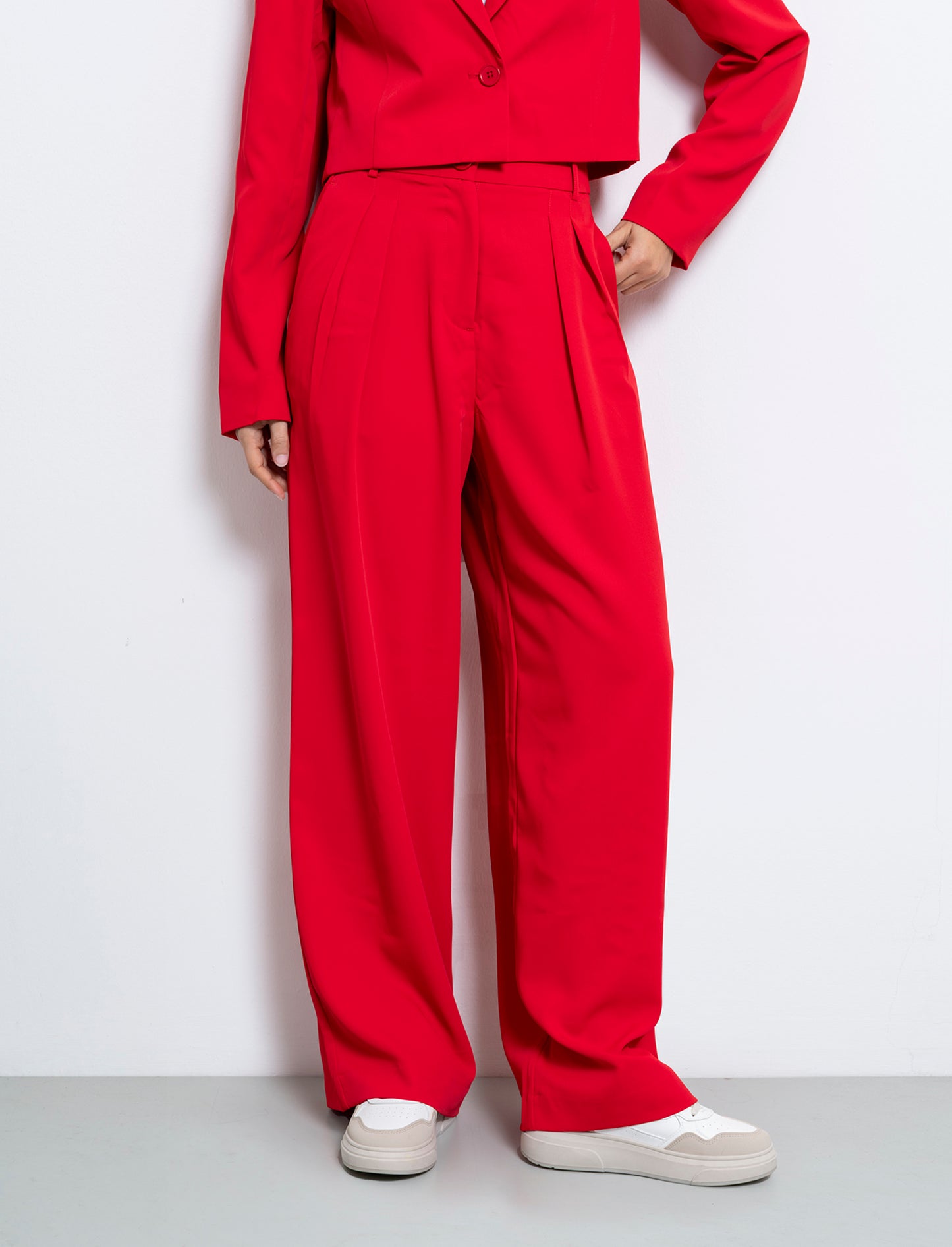 Pantalone gamba dritta da donna - Rosso