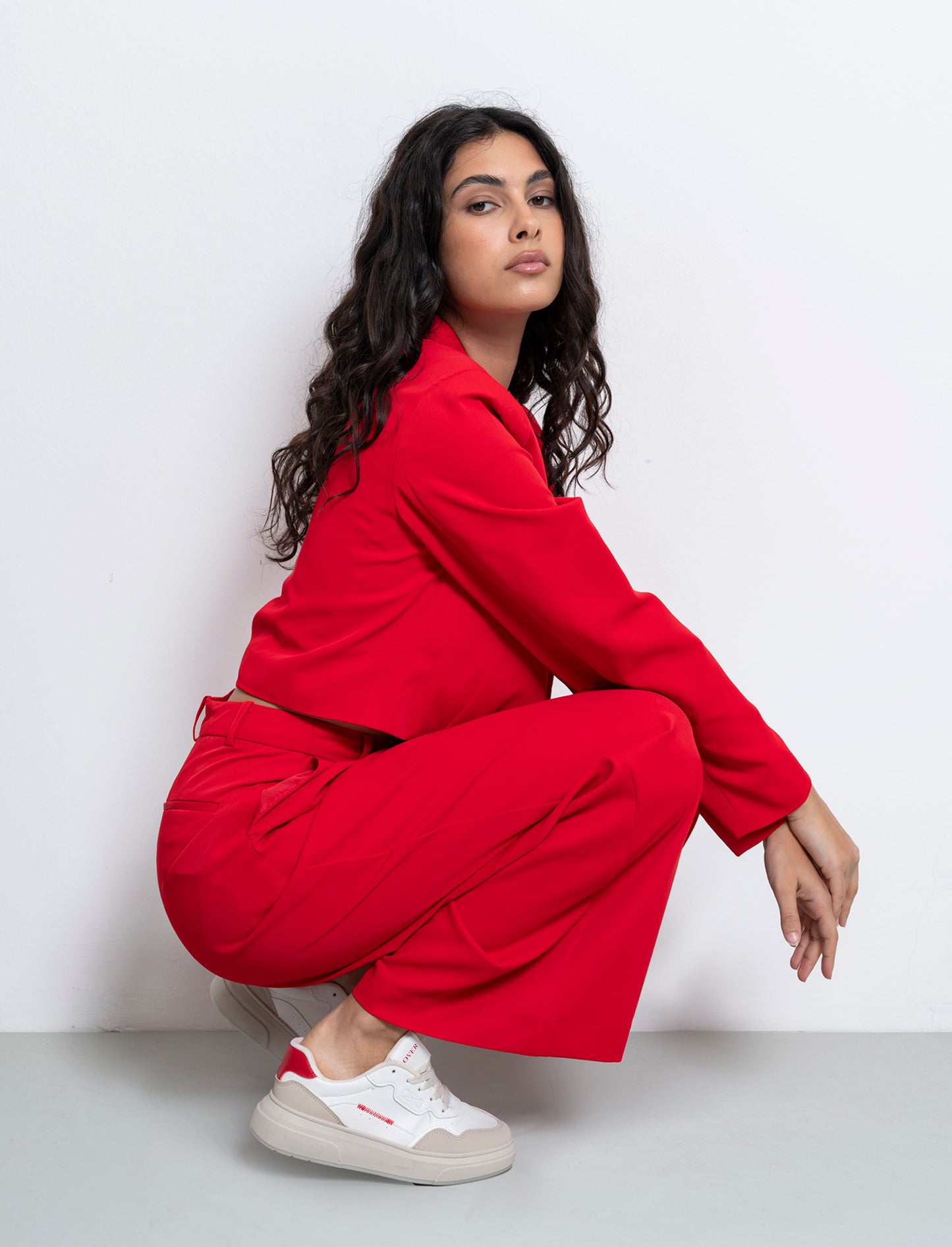 Pantalone gamba dritta da donna - Rosso