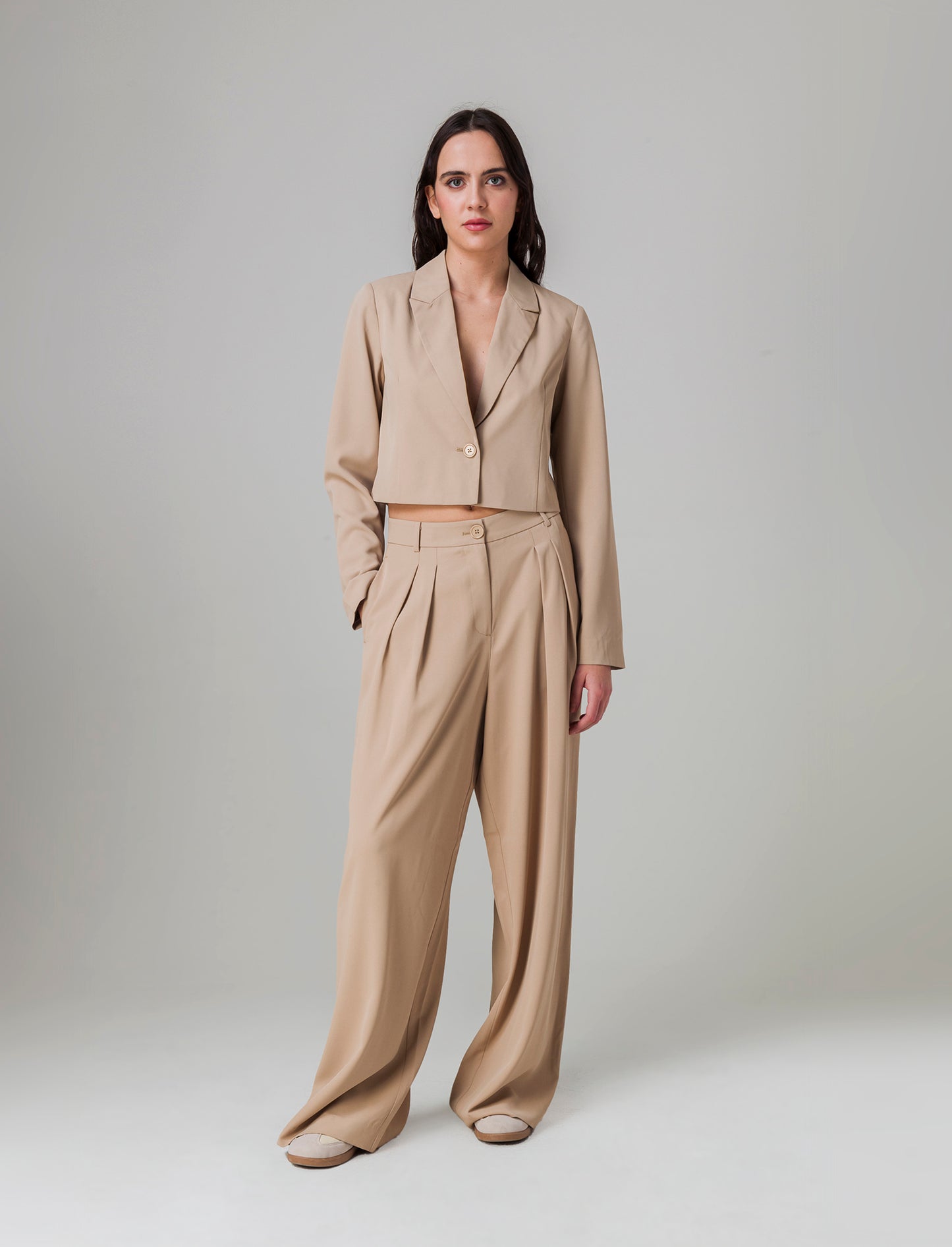 Blazer crop da donna - Beige