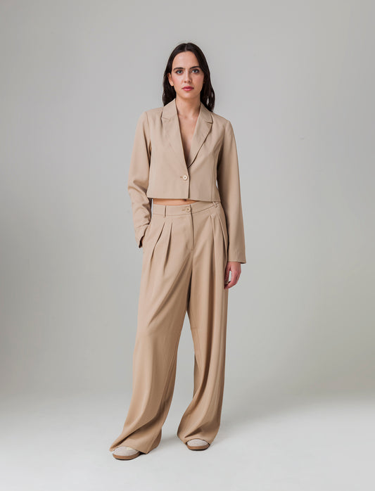 Blazer crop da donna - Beige