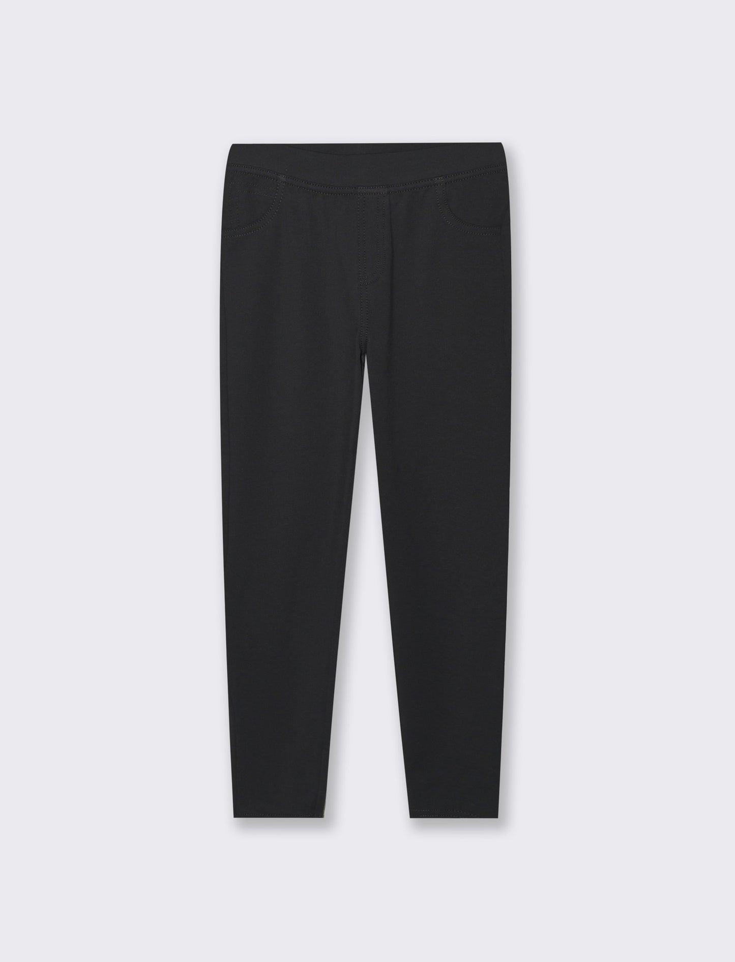 Leggings effetto denim in jersey jaquard da bambina - Nero