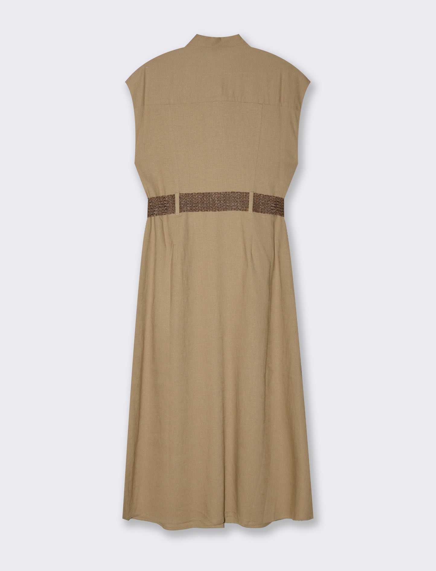 Abito chemisier con cintura da donna - Caramello