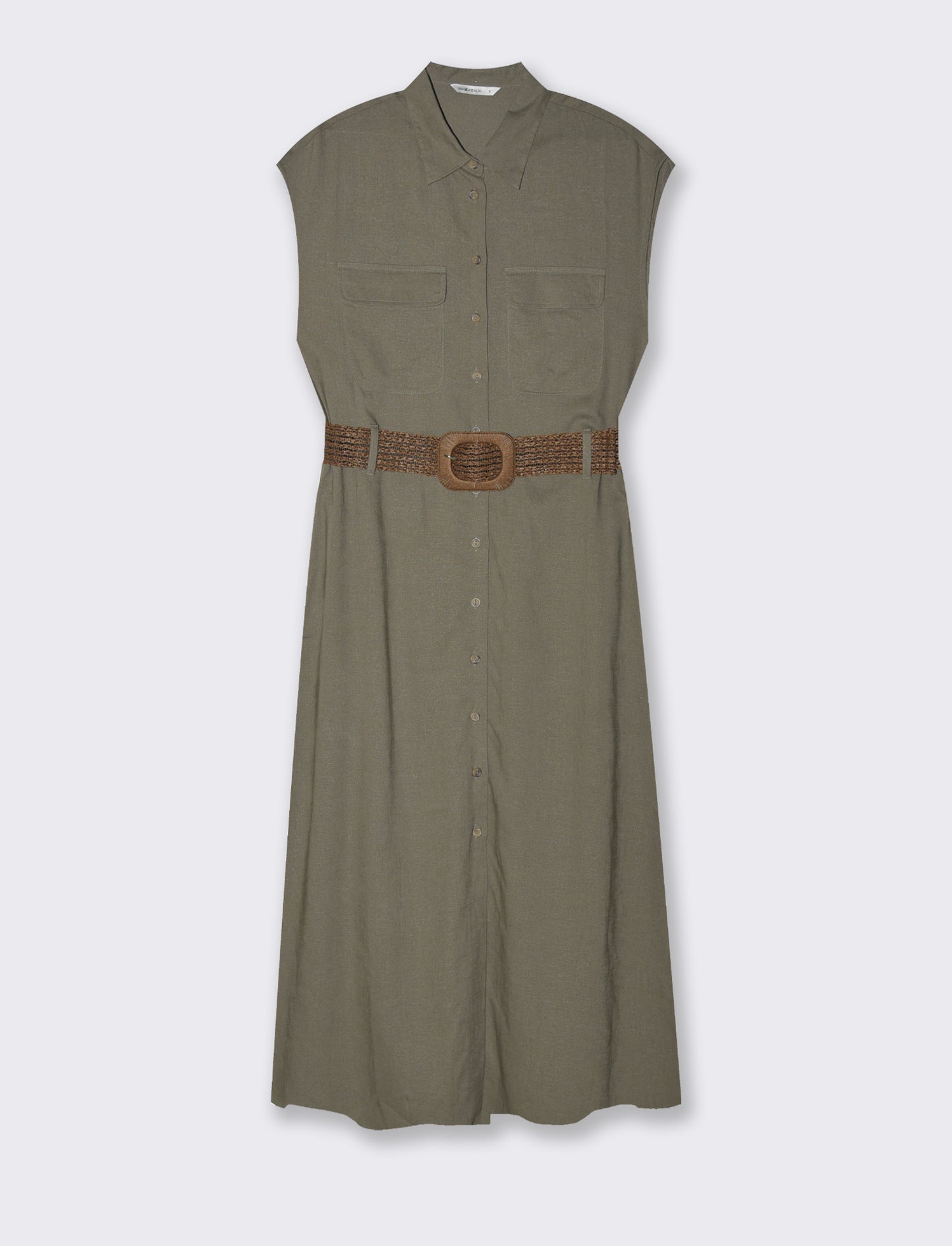 Abito chemisier con cintura da donna - Verde salvia