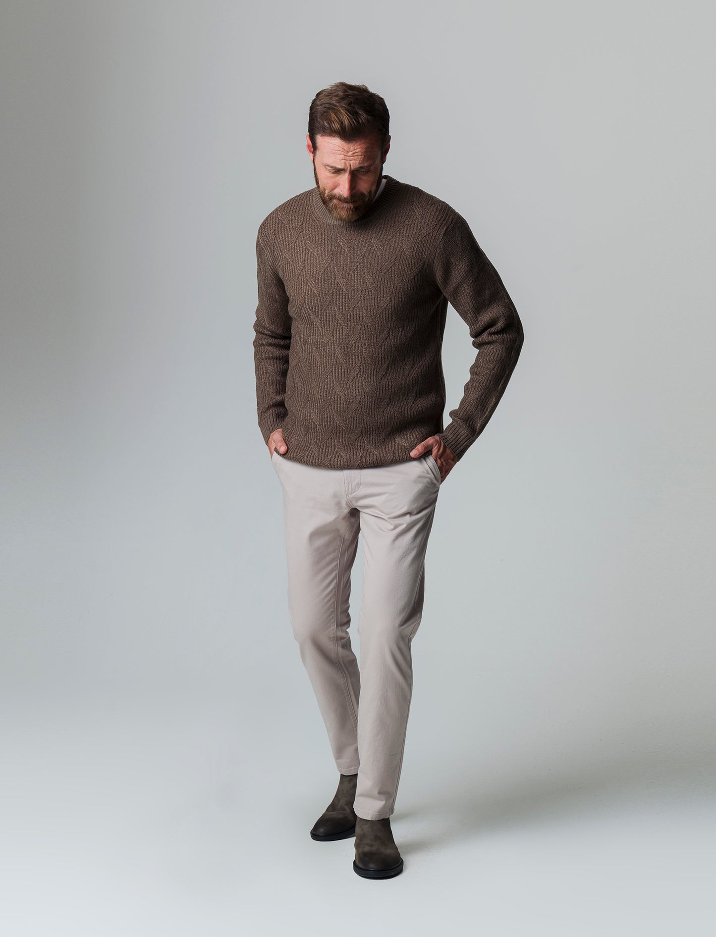 Pantaloni basic chino regular fit da uomo - Beige