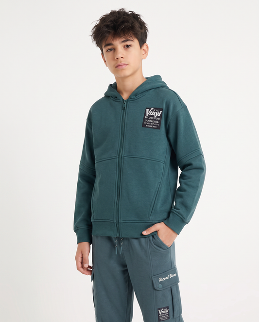 Felpa con cappuccio dallo stile college - Verde