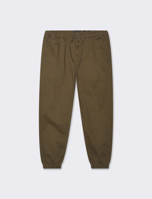 Man's elastic twill jogger pants - Green