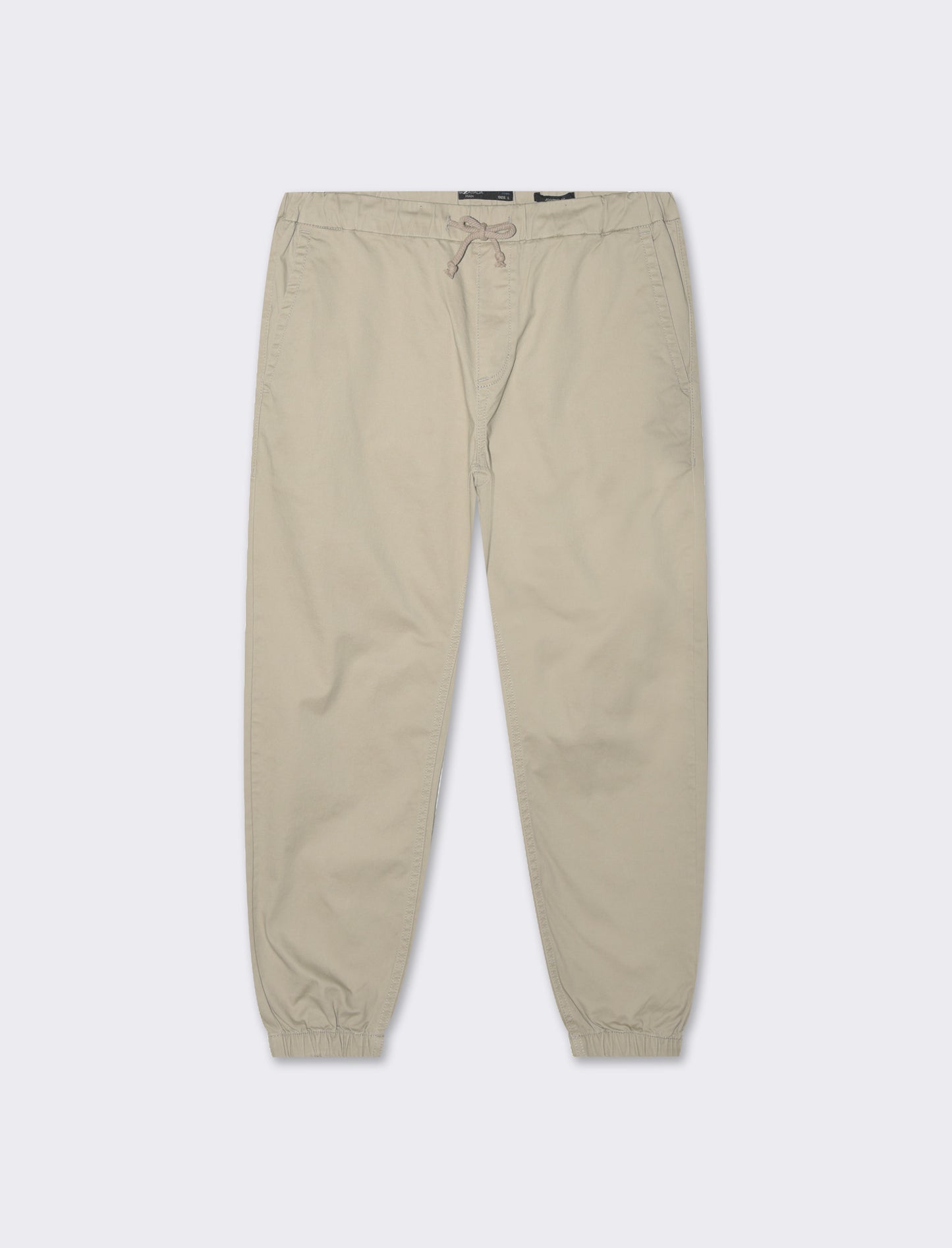 Man's elastic twill jogger pants - Beige