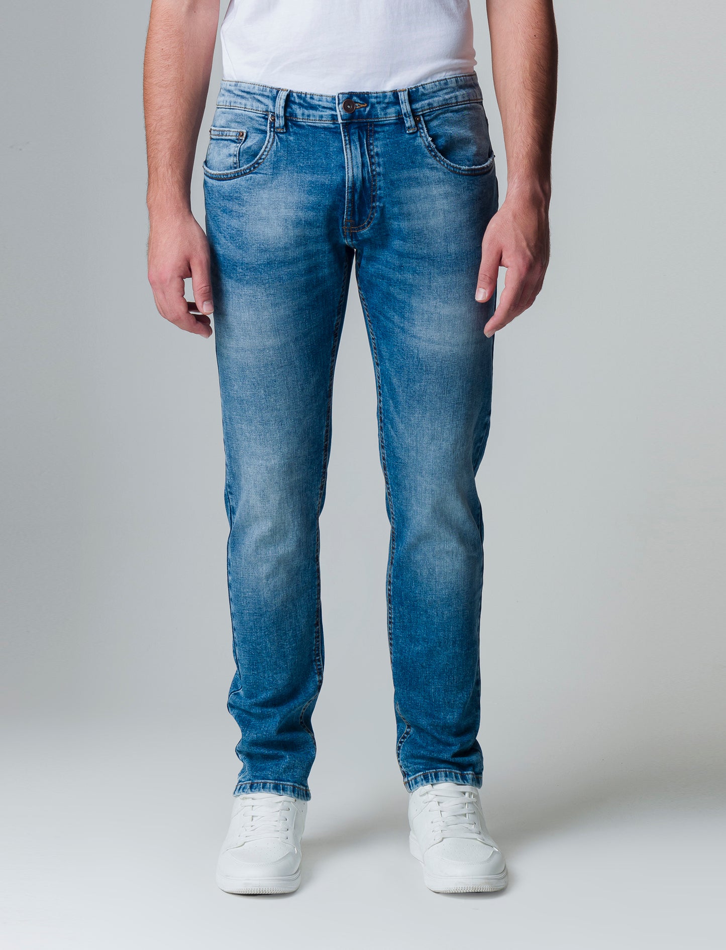 Jeans slim fit blu medio da uomo - Denim