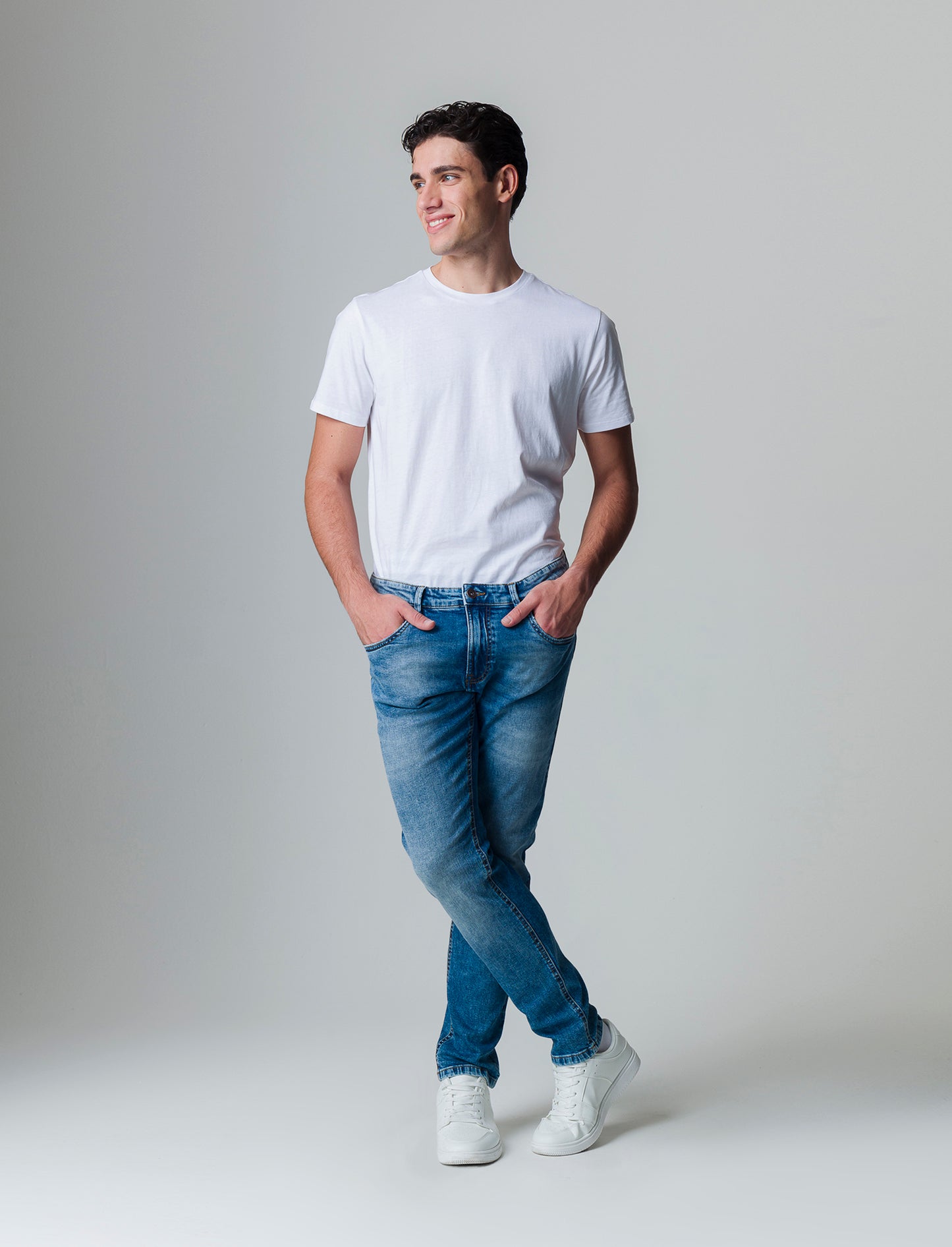 Jeans slim fit blu medio da uomo - Denim