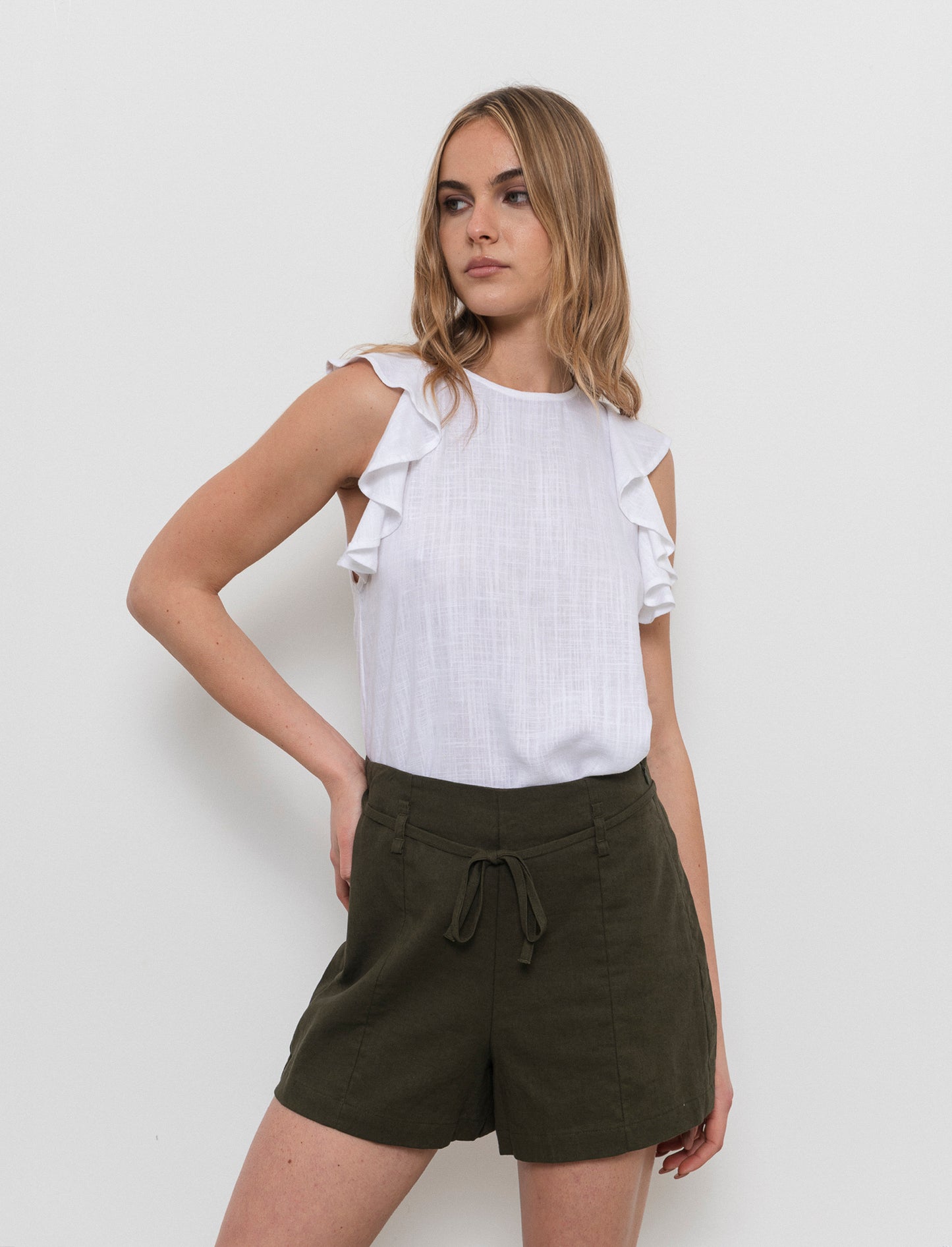 Top con rouches da donna - Bianco
