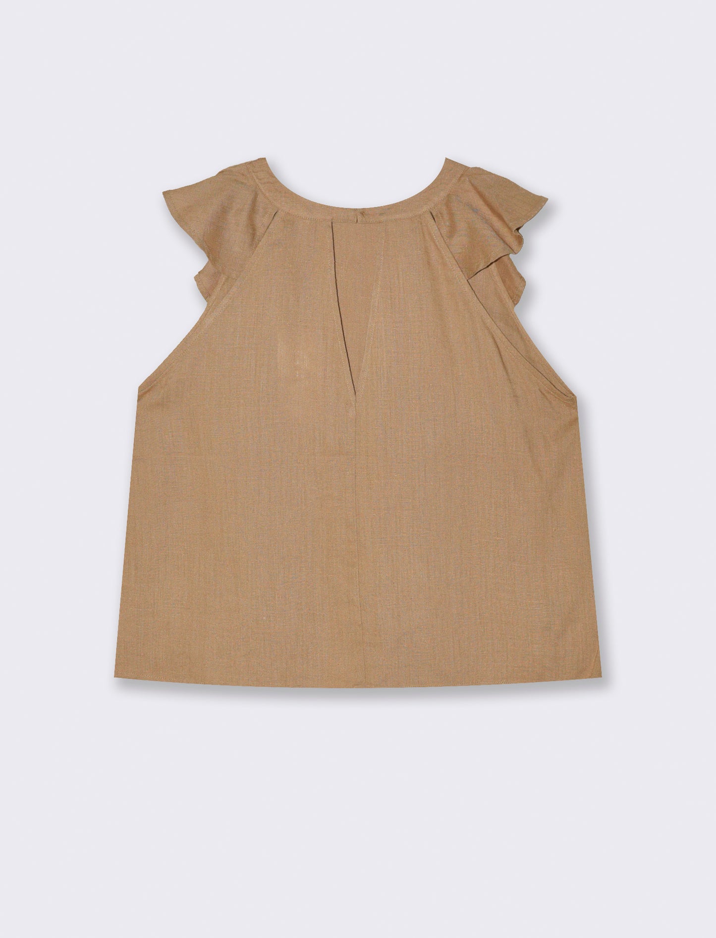 Top con rouches da donna - Caramello