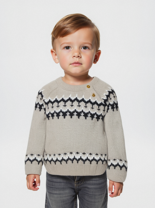 Maglioncino con disegno jacquard - Grigio