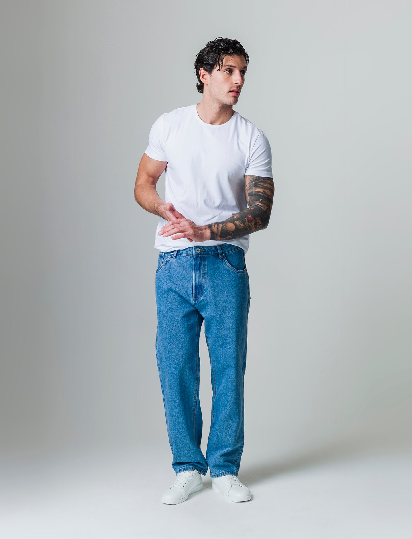 Jeans baggy fit blu medio da uomo - Denim