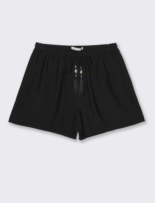 Short con elastico in vita da donna - Nero