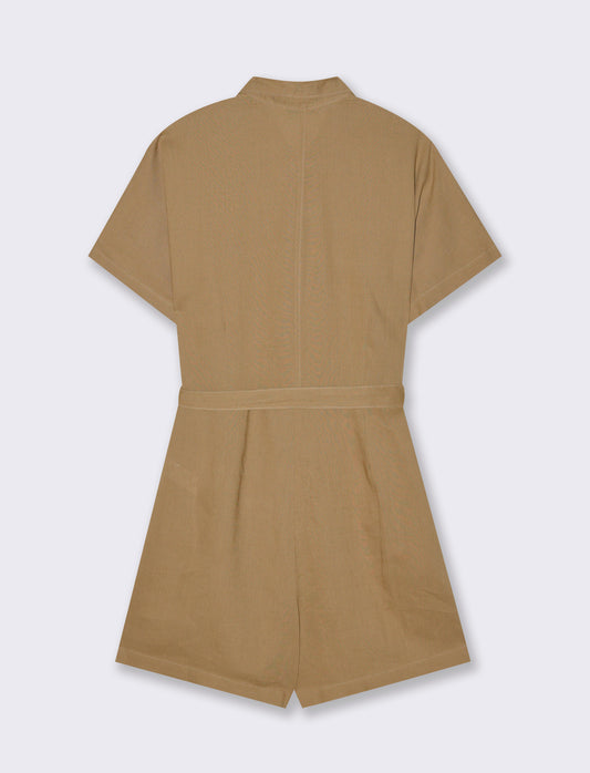 Woman's short jumpsuit for stylish summer days - Beige