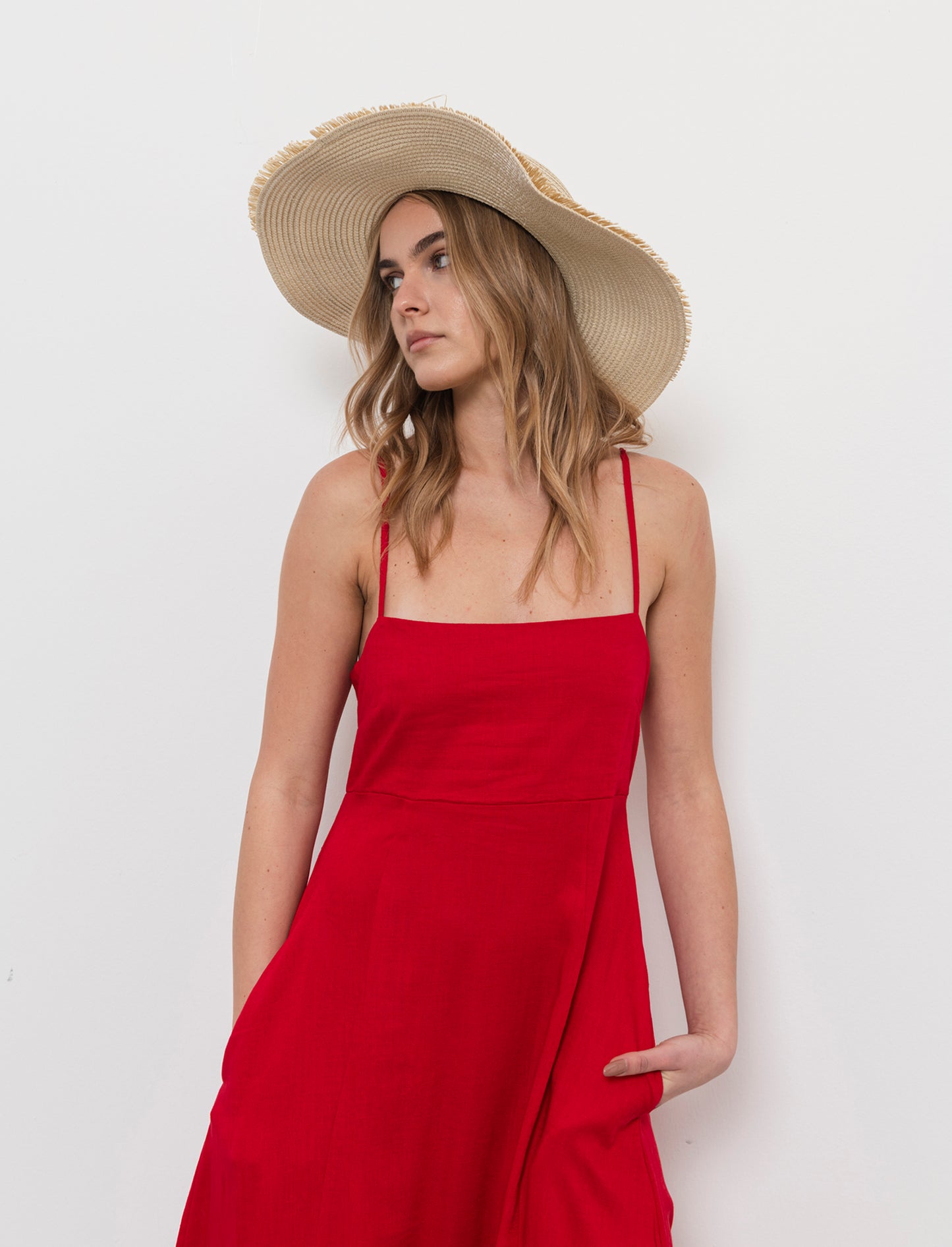 Abito svasato da donna - Rosso scarlatto