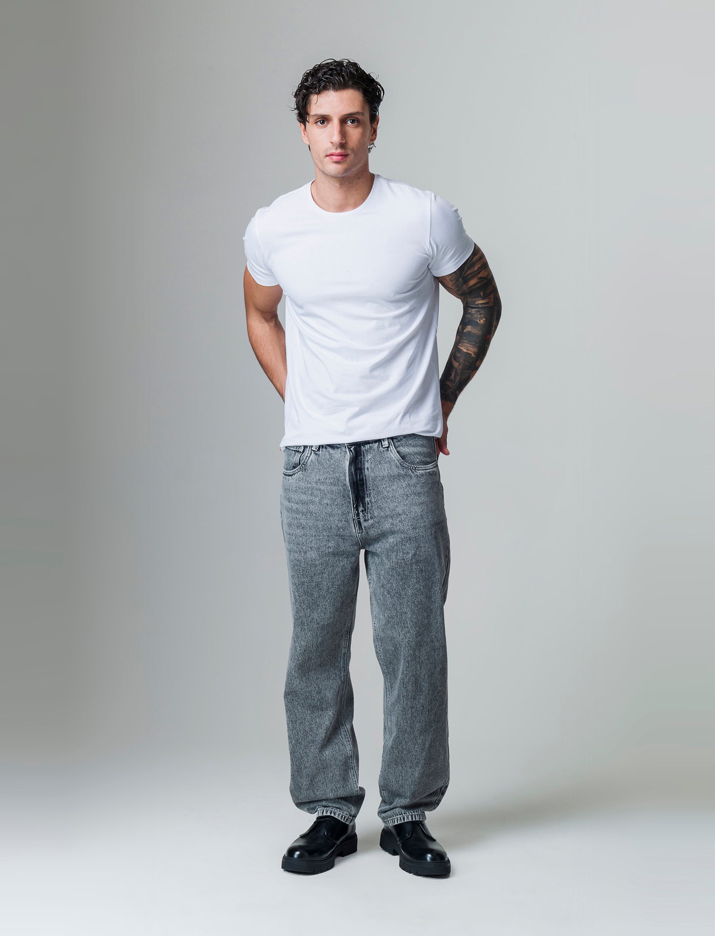 Jeans baggy fit grigio medio da uomo - Denim