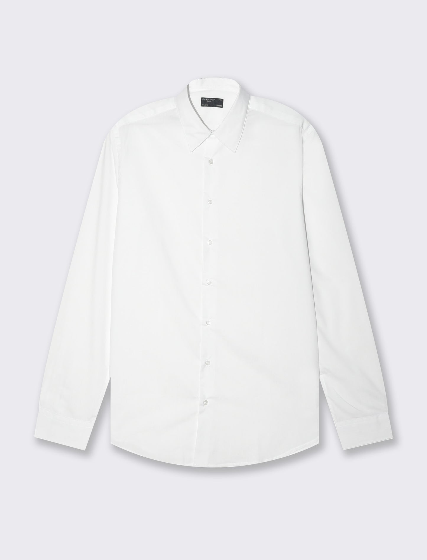 Man's basic slim fit easy iron shirt - White